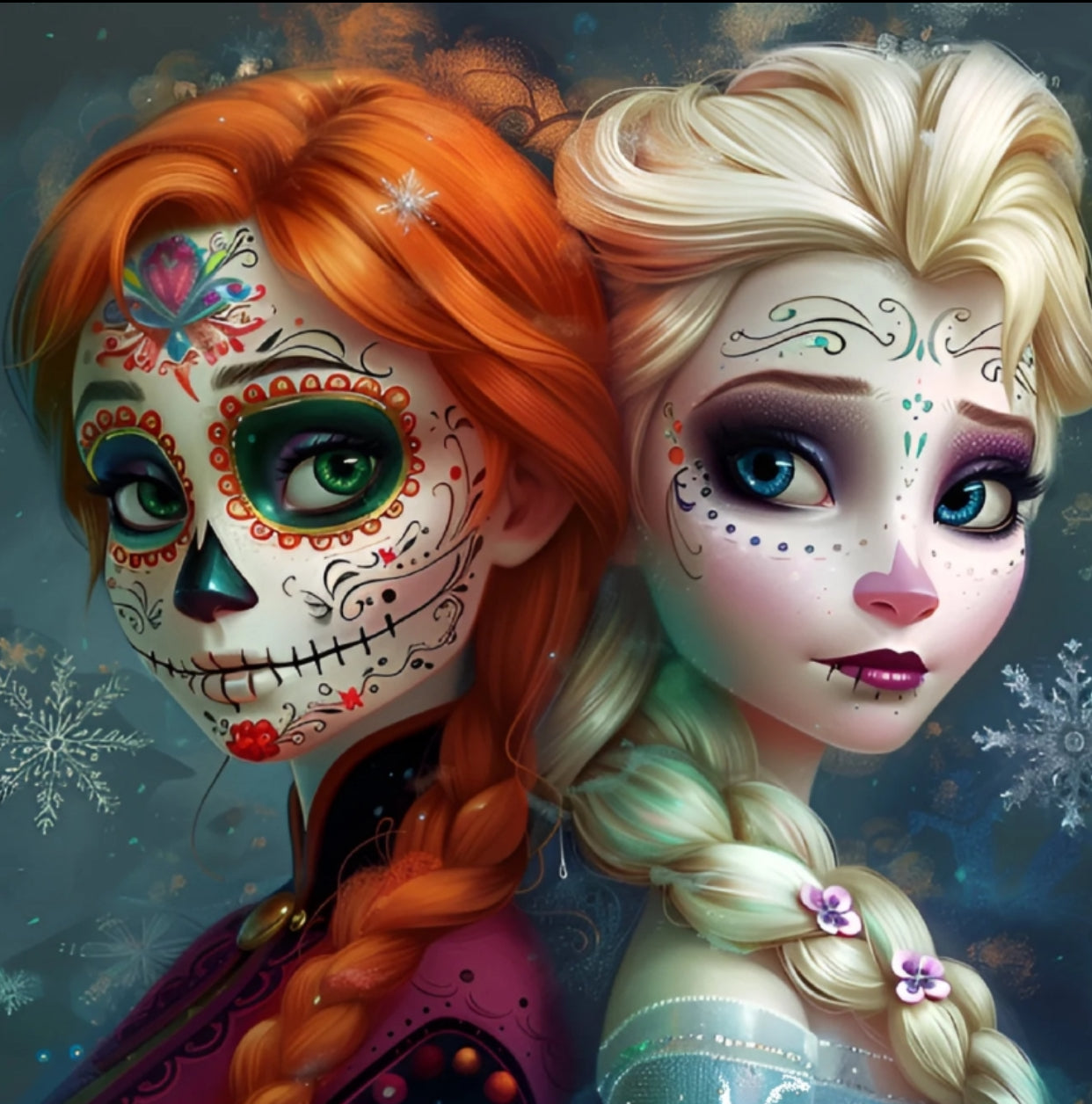 Sugar skull Elsa and Anna