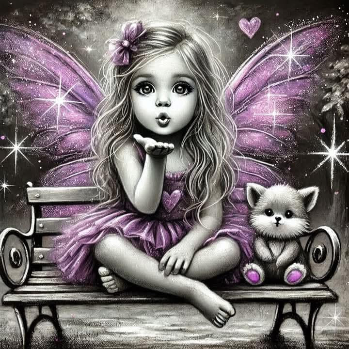 Fairy kisses purple w cat