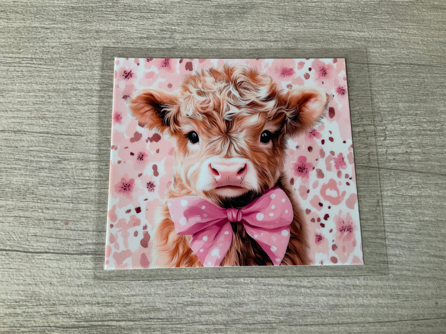 Cow pink cheetah background with bow