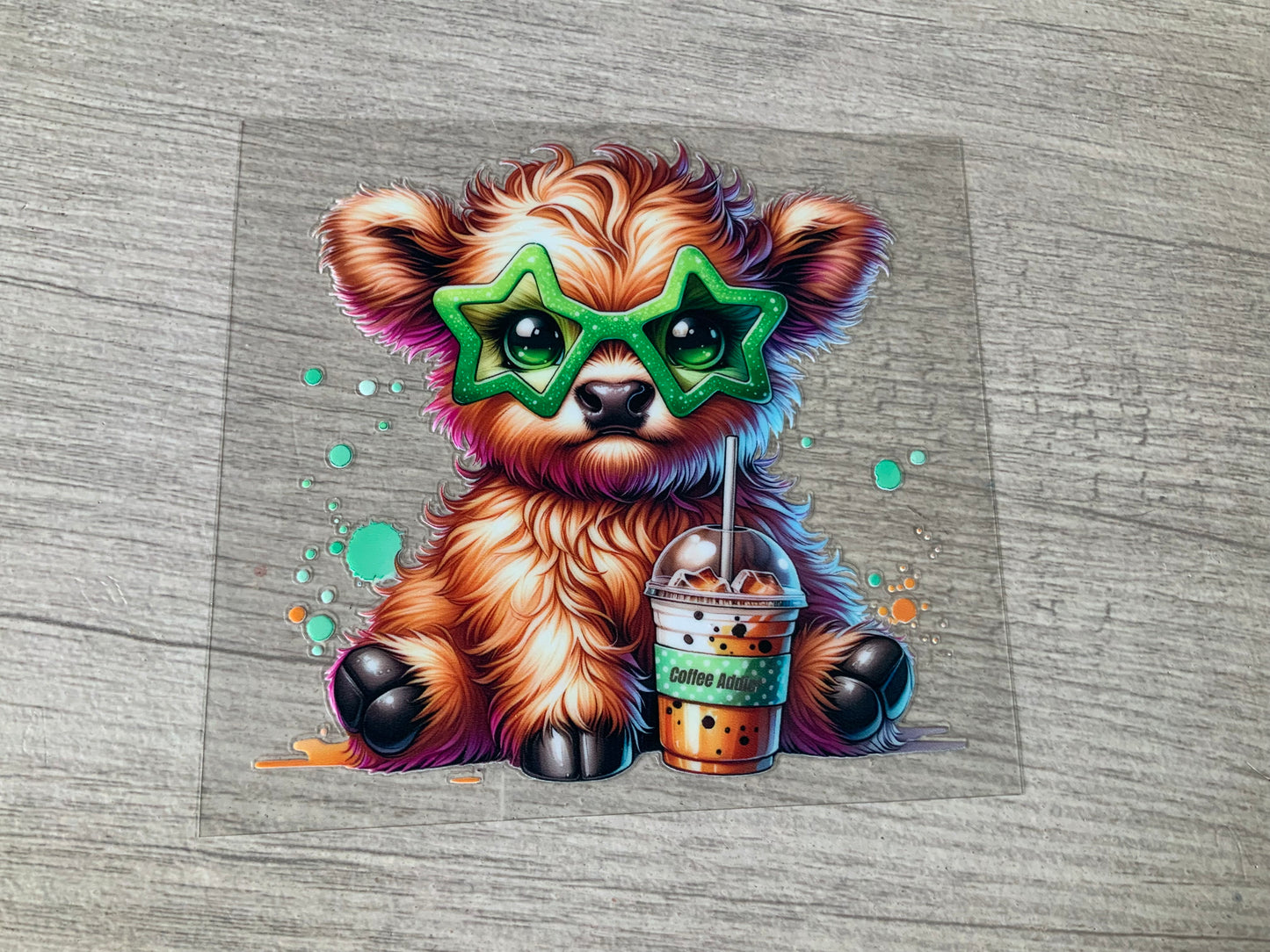 Cow coffee addict green star glasses