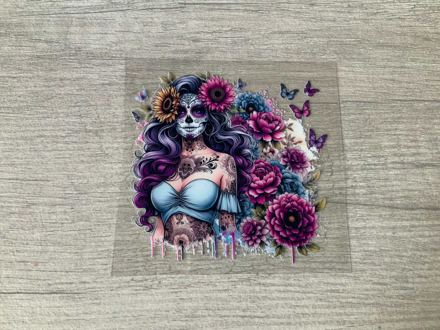 Sugar skull purple floral