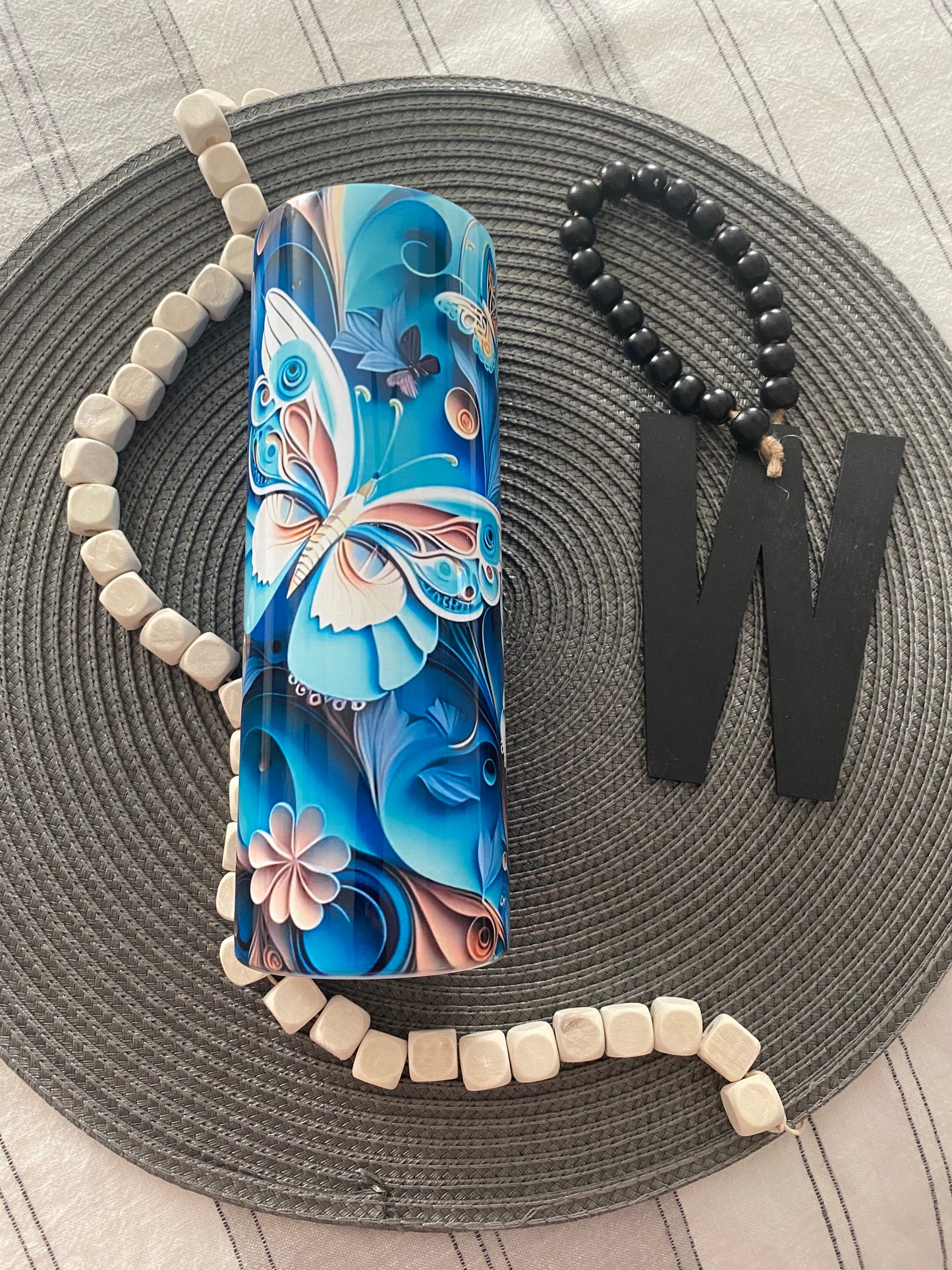 Butterfly’s blue, teal and peach 3 d