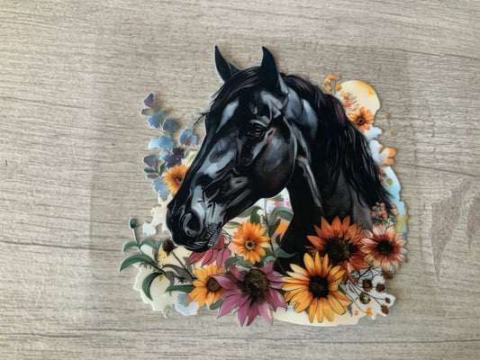 Horse black floral