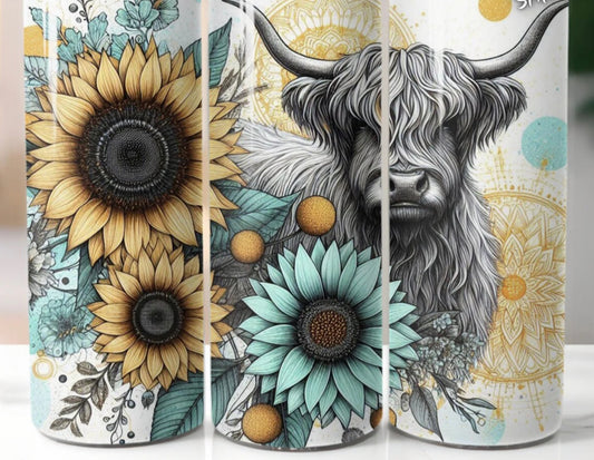 Cow sunflowers pastel