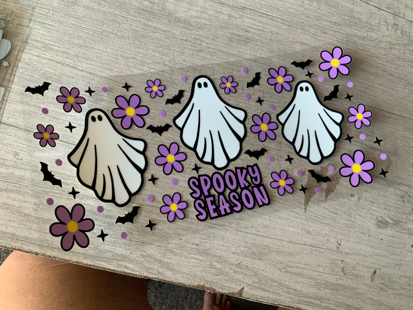 Ghost spooky season purple flowers
