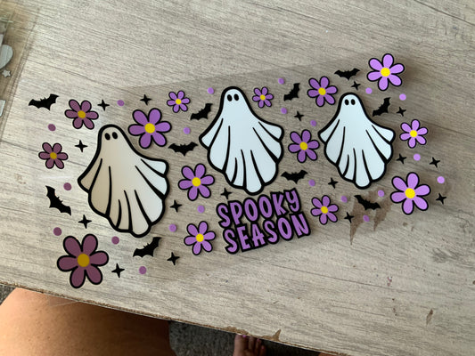 Ghost spooky season purple flowers