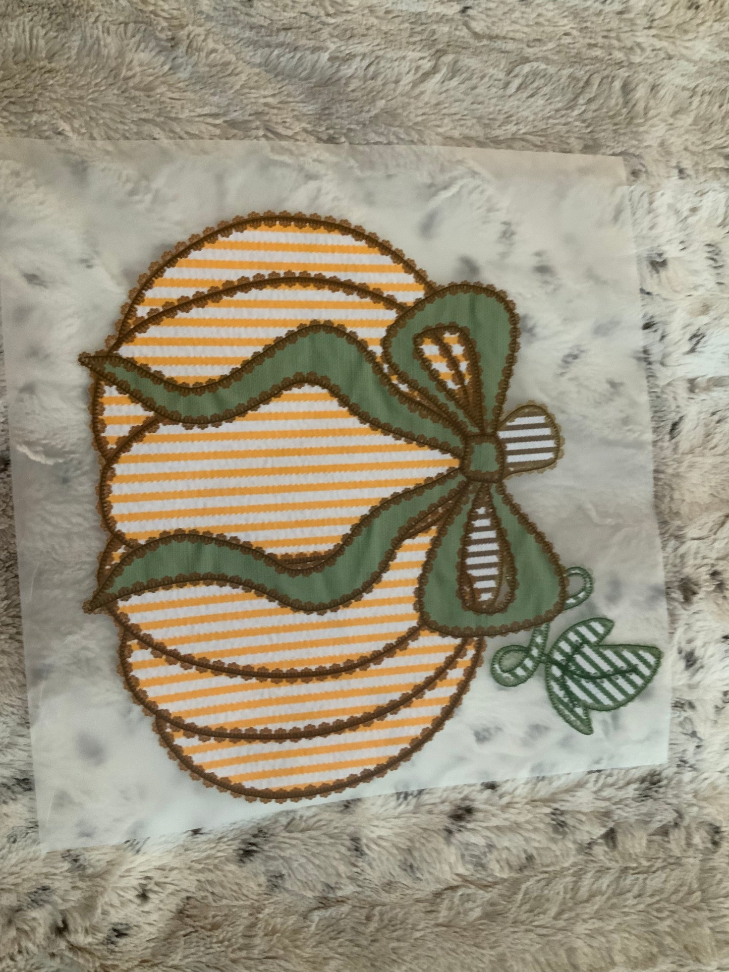 Pumpkin stripes green with bow