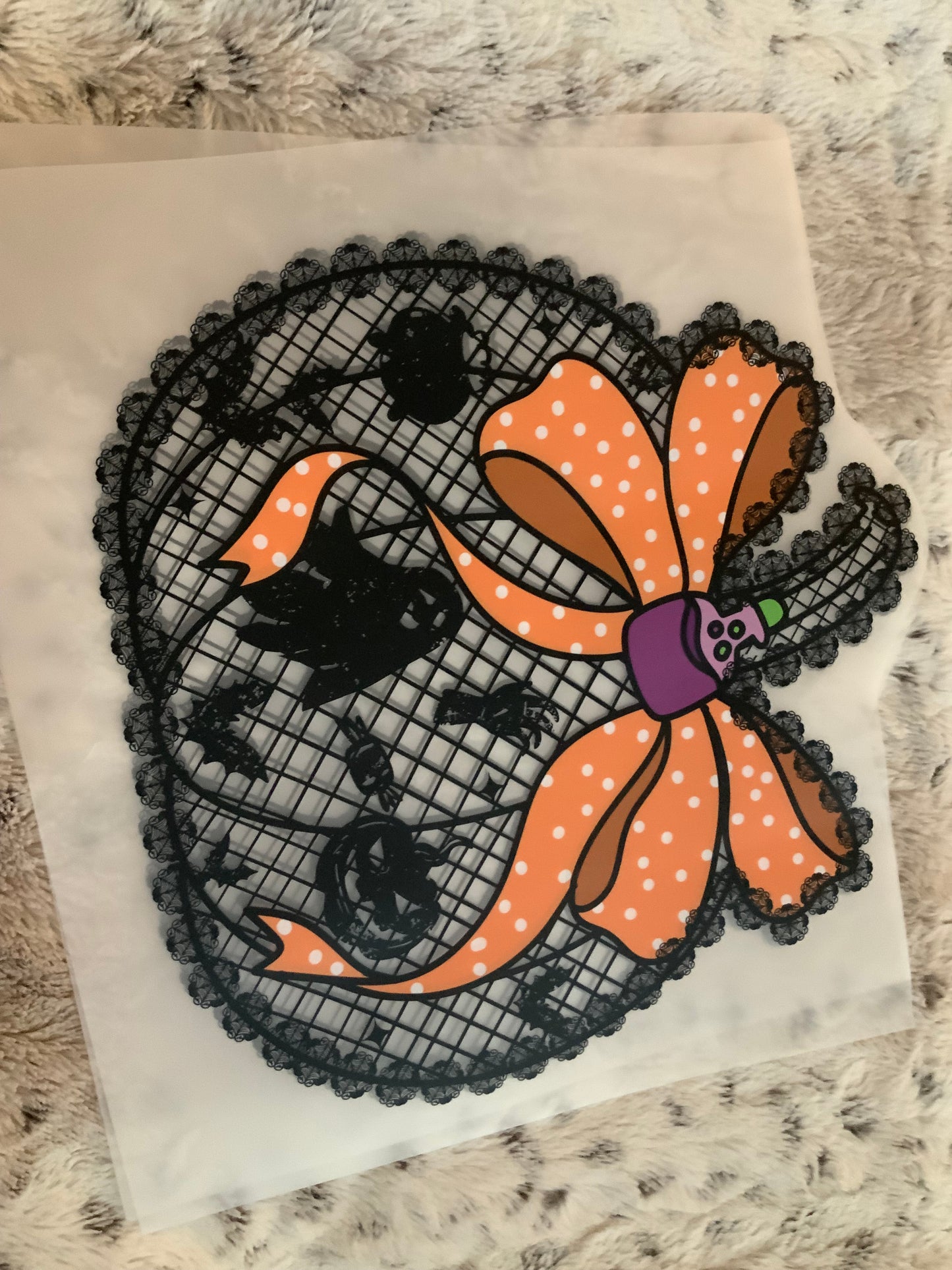 Pumpkin black lace with bow