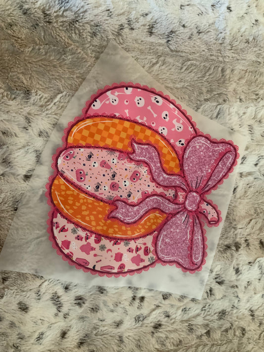 Pumpkin pink lace with bow