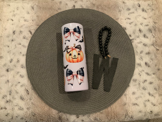 Pumpkin pink and black bows