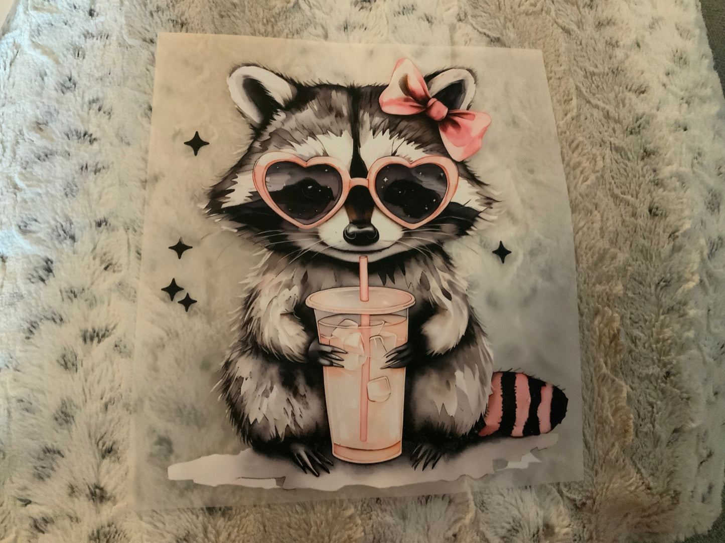 Racoon bow pink