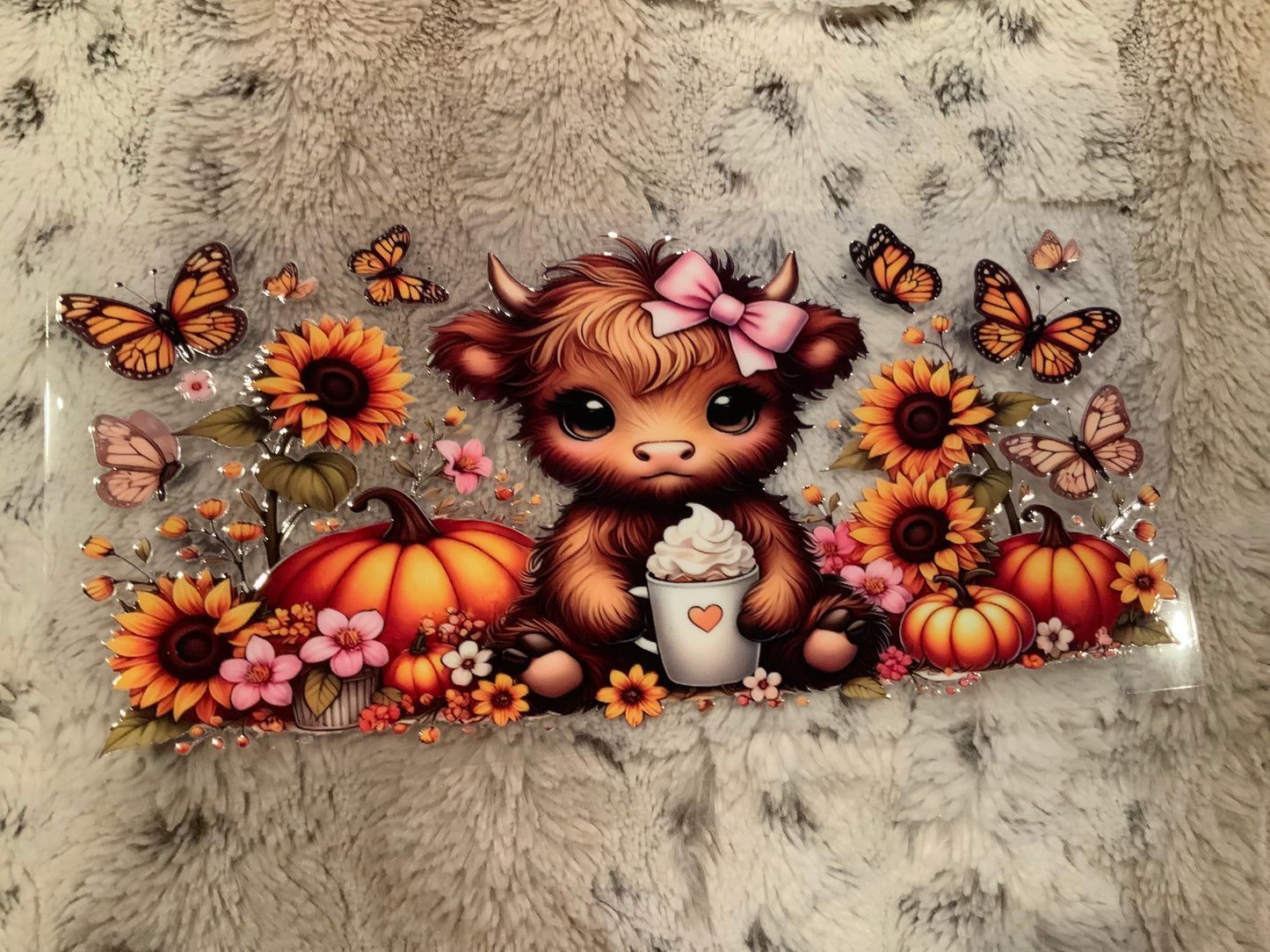 Cow pumpkin and sunflowers