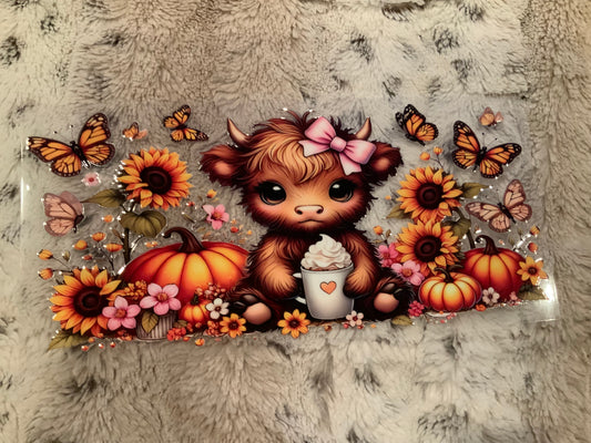 Cow pumpkin and sunflowers