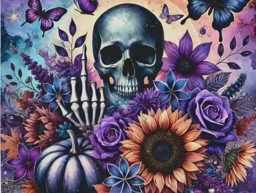 Skelly purple flower and butterfly