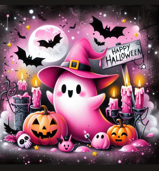 Ghost pink pumpkin and bats