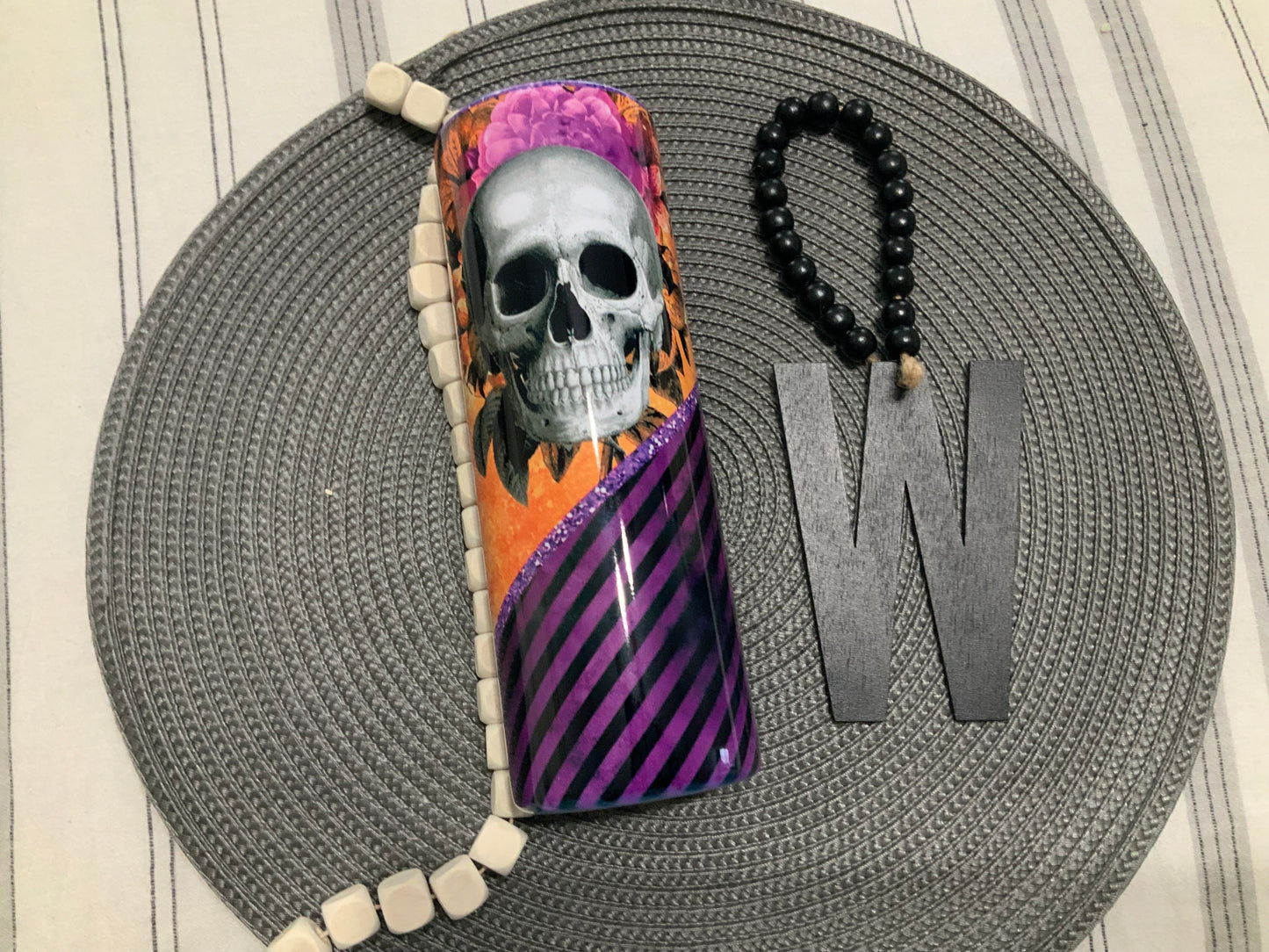 Skull purple and orange floral