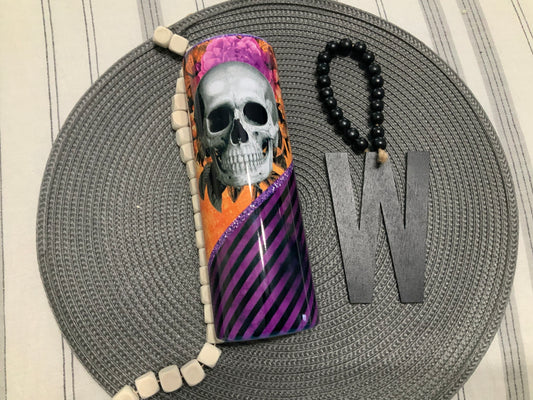 Skull purple and orange floral