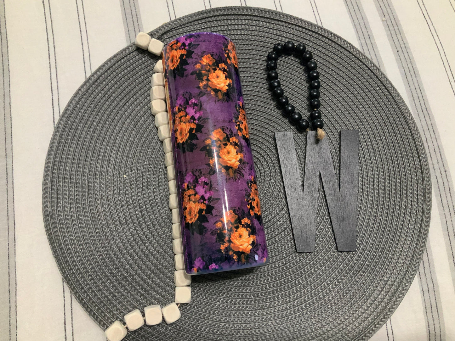 Skull purple and orange floral