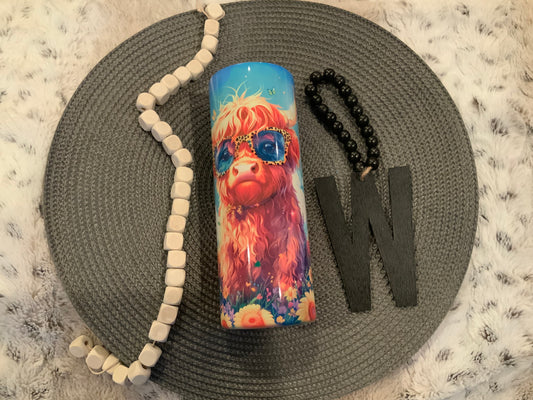 Cow watercolor with glasses