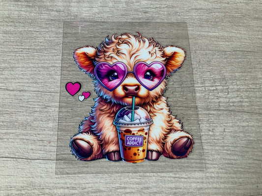 Cow coffee addict heart glasses