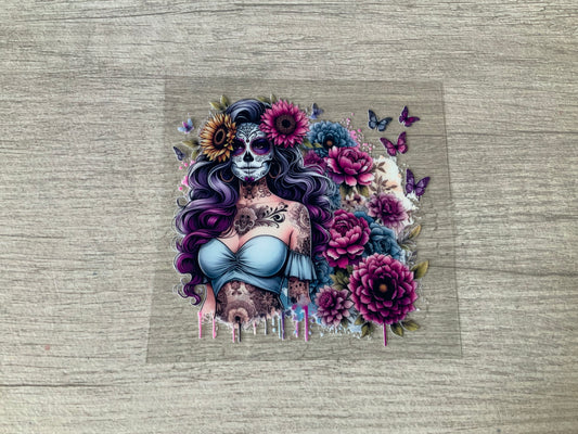 Sugar skull purple floral