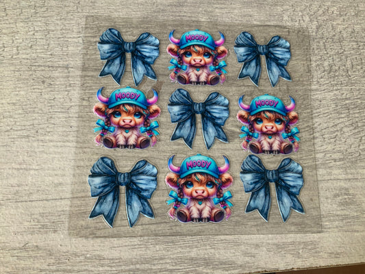 Cow moody bows blue