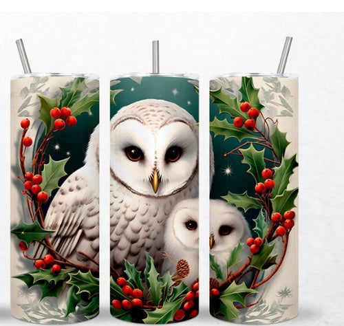 Owl snow holly berry 1