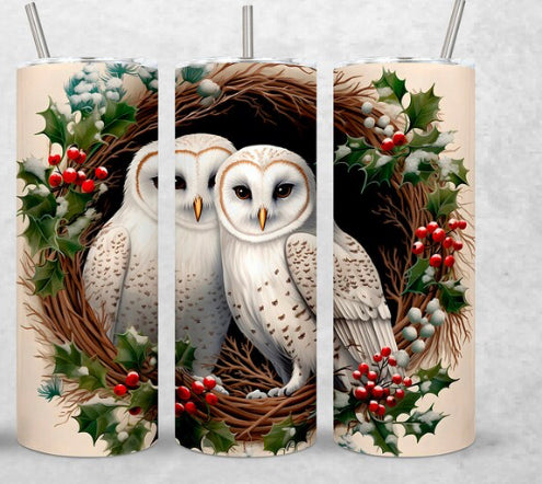 Owl snow holly berry 2