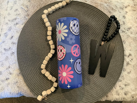 Smiley summer retro blue daisies