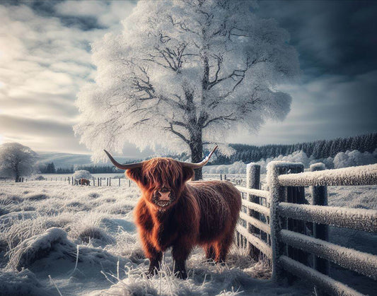 Cow winter icy