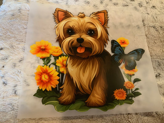Dog Yorkie floral
