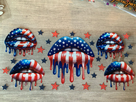 Lips red white and blue