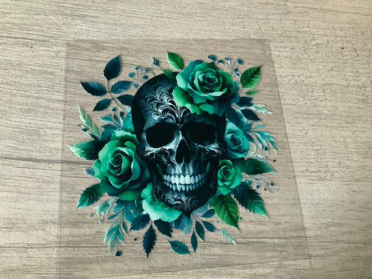 Skull floral green